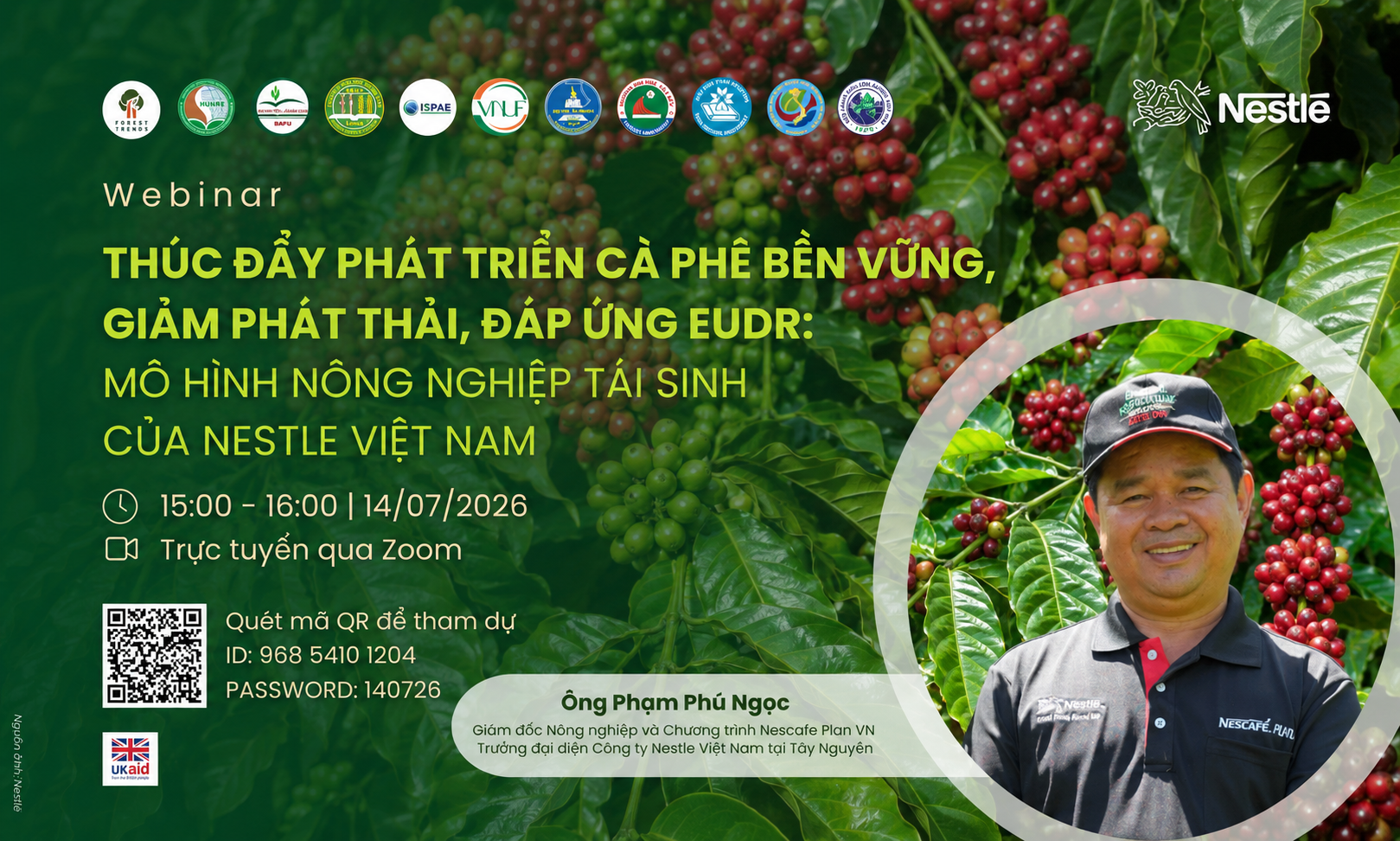 Webinar: Thúc đẩy phát triển cà phê bền vững, giảm phát thải, đáp ứng EUDR - Mô hình Nông nghiệp tái sinh của Nestle Việt Nam