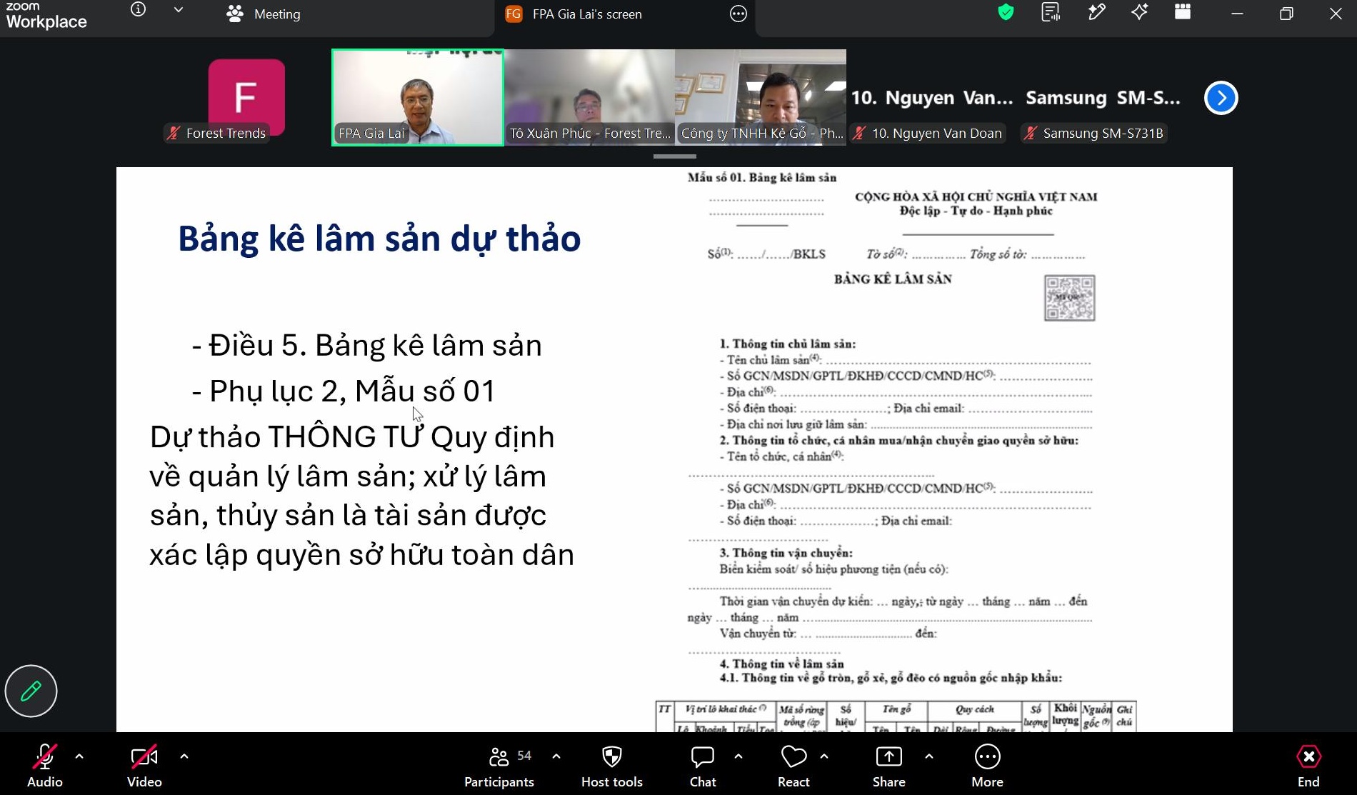Họp thảo luận hệ thống bảng kê lâm sản điện tử