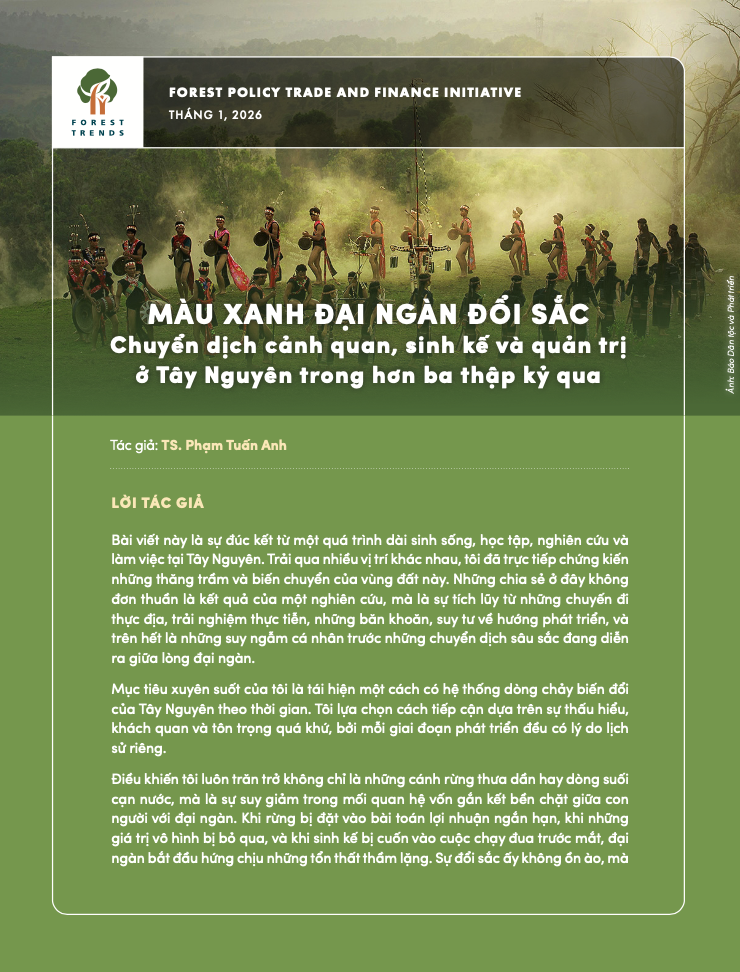 Màu xanh đại ngàn đổi sắc: Chuyển dịch cảnh quan, sinh kế và quản trị ở Tây Nguyên trong hơn ba thập kỷ qua