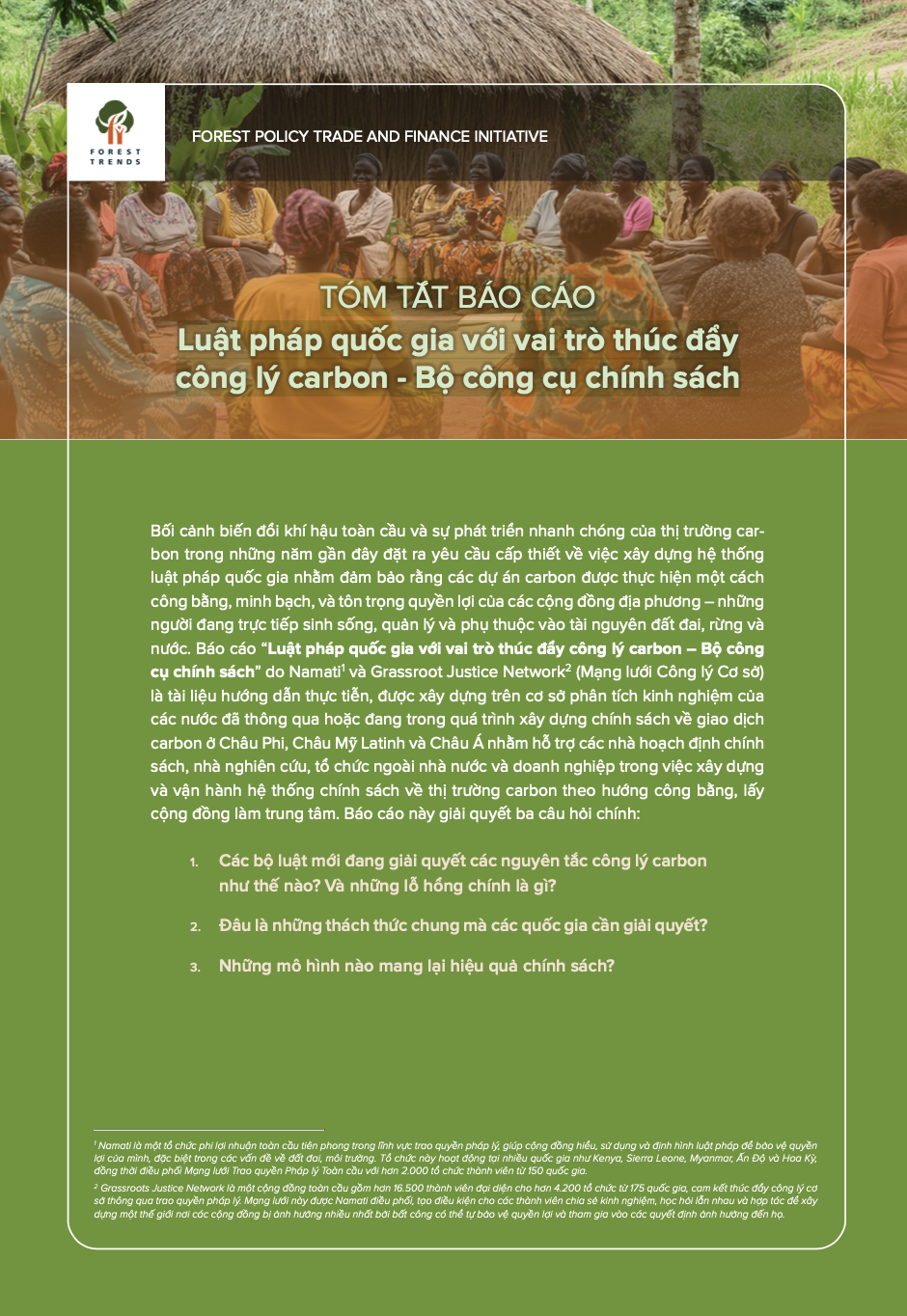 Tóm tắt báo cáo: Luật pháp quốc gia với vai trò thúc đẩy công lý carbon – Bộ công cụ chính sách