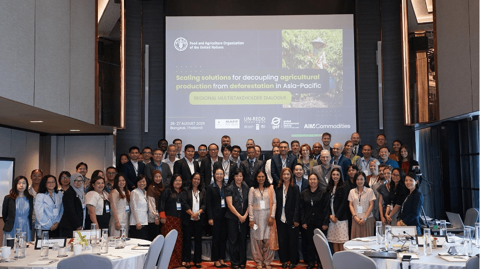 Một nhóm đại biểu tham gia hội thảo do Tổ chức Lương thực và Nông nghiệp Liên Hợp Quốc tổ chức tại Bangkok, Thái Lan, về việc tách rời sản xuất nông nghiệp khỏi nạn phá rừng.