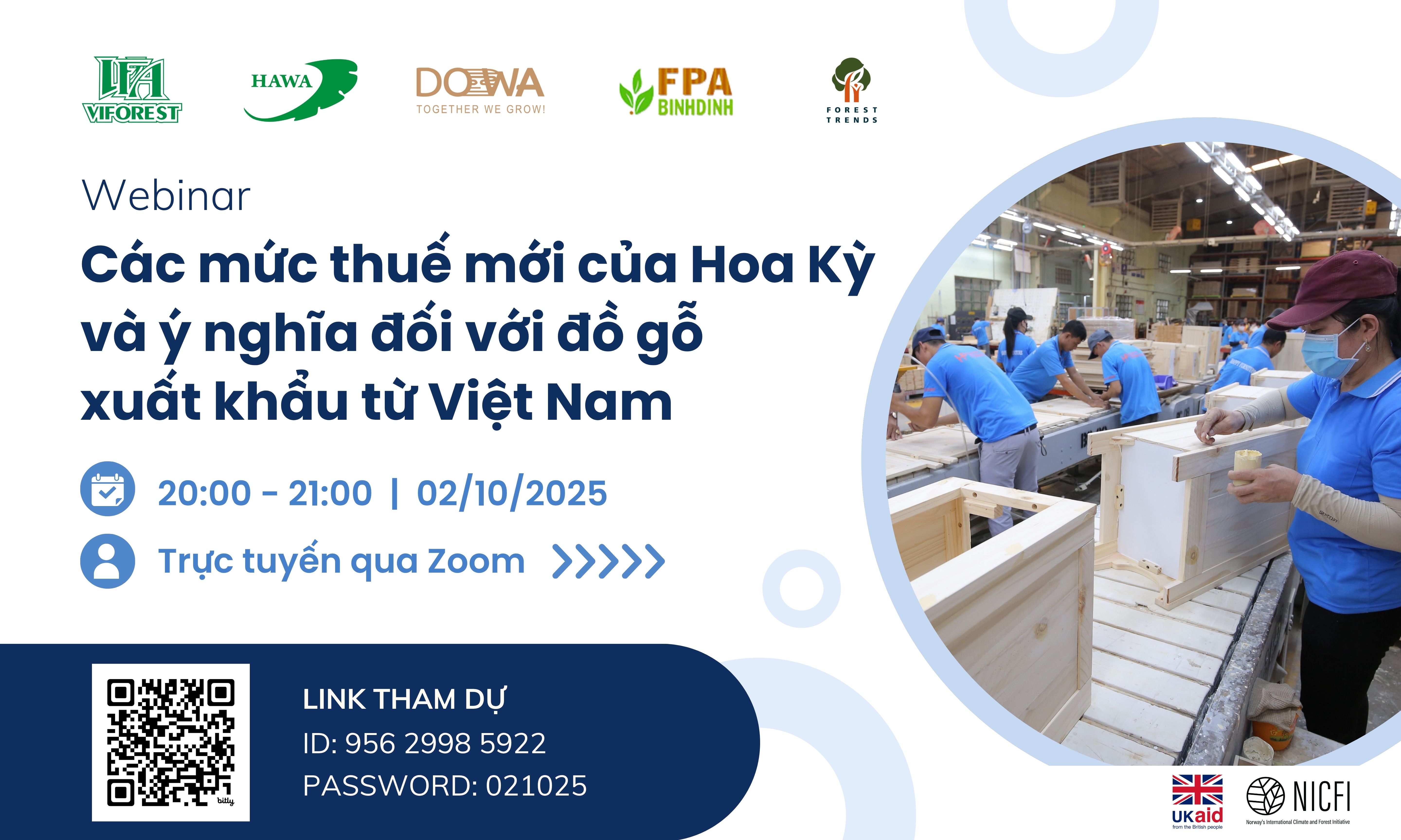 Webinar: Các mức thuế mới của Hoa Kỳ và ý nghĩa đối với đồ gỗ xuất khẩu từ Việt Nam